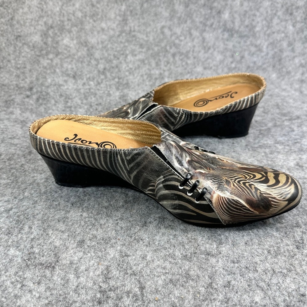 Vintage Y2K Zebra Print Clogs Womens Size 7 Slip On Platform Mules - Picture 5 of 13